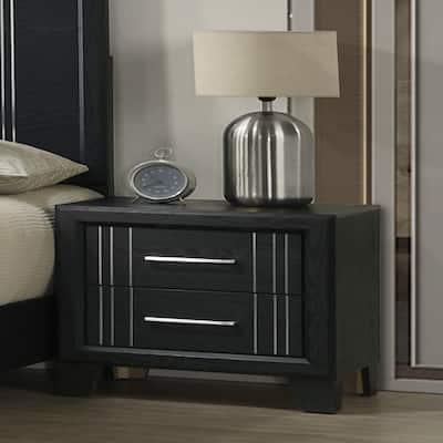 1pc Two-Drawers Nightstand Bed Side Cabinet Charcoal