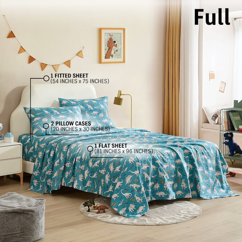 HLC.ME Printed Kids Bed Sheets - Patterned Bed Sheet Set - Wrinkle Resistant & Ultra Soft - For Mattresses up to 15 Inches Deep