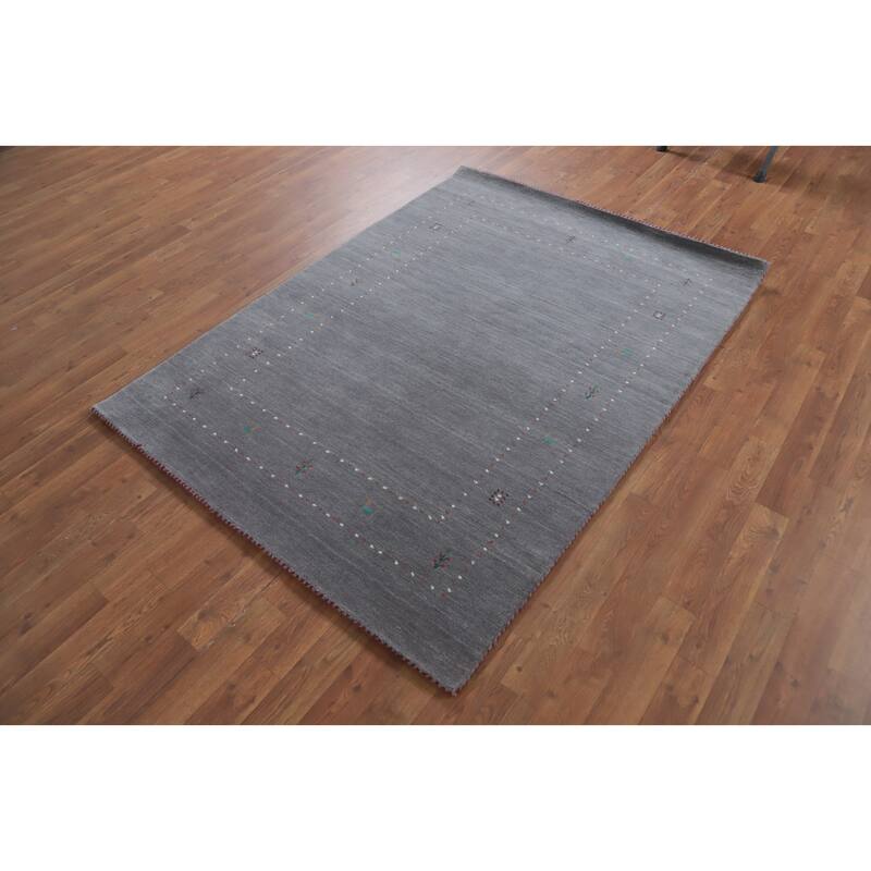 Handmade Gray Gabbeh Oriental Accent Rug Geometric Carpet - 5' 7'' X 4' 1''