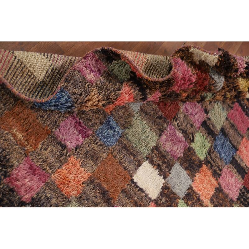 Hand Knotted Oriental 100% Wool Carpet Modern All-Over Multi-Colored Moroccan Area Rug - 8' 5'' X 4' 10''