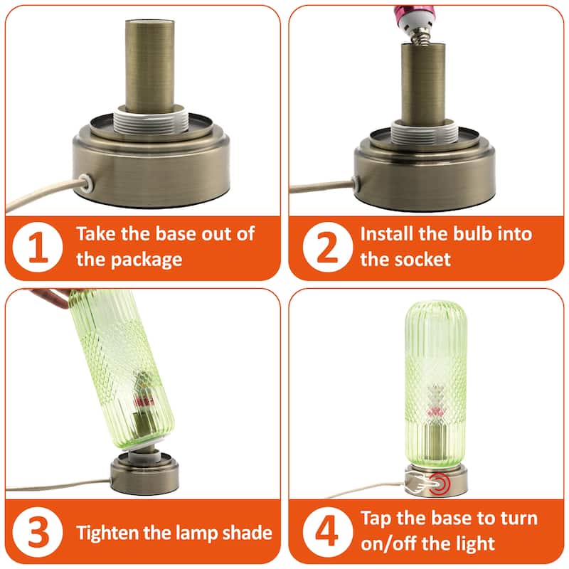 11.6'' Touch Control Glass Table Lamp with Antique Bronze Base, UL Listed, bulb not included - Bedside & Accent Lamp