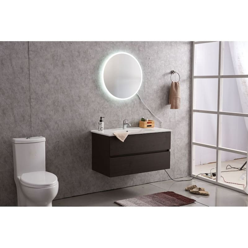 24'' x 24'' Round Wall Mount Bathroom Vanity Mirror with LED Light