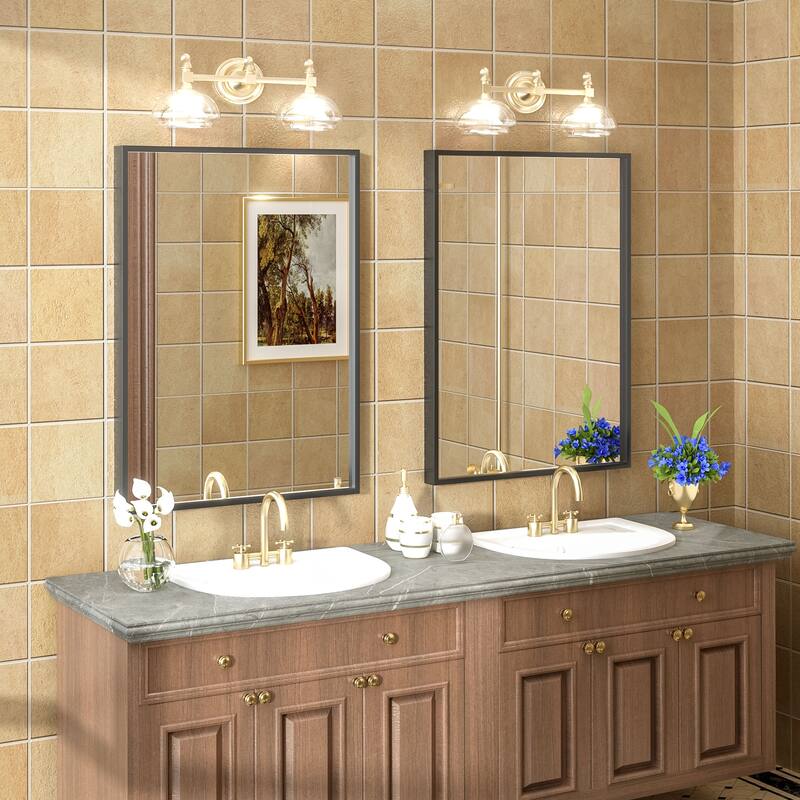 Aluminum Alloy Framed French Cleat Mounted Tempered Glass Wall Vanity Mirror