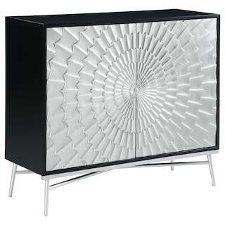 Josie 2-Door Wood Sunburst Accent Cabinet Black and Silver