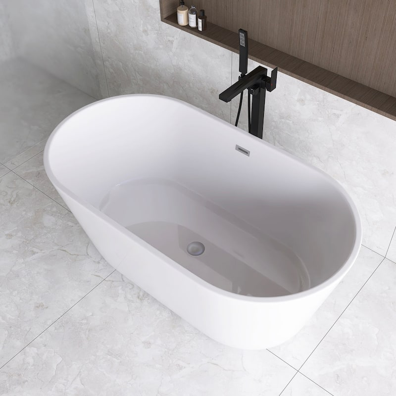 59" x 31" Acrylic Freestanding Soaking Bathtub in White - 59" x 31"