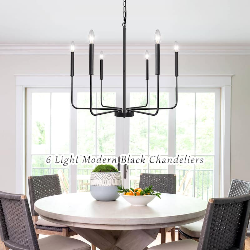 6-Light W26.18" x H66.92" Candle Chandelier for Living Room Kitchen Island