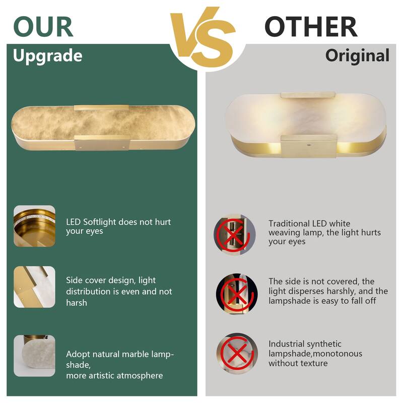 Natural Marble and Gold Wall Sconce Set of 2