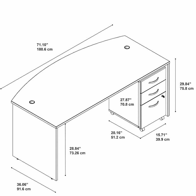 Series C 72W Bow Front Desk with Drawers by Bush Business Furniture