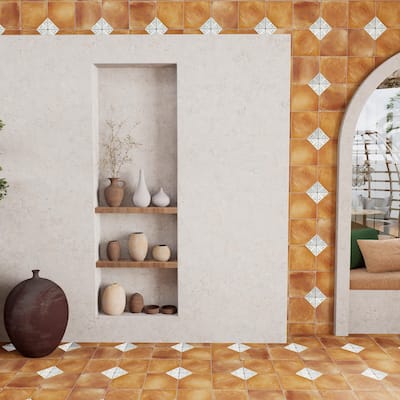 Merola Tile Sentier des Ocres Deco Green 7-7/8" x 7-7/8" Porcelain Floor and Wall Tile