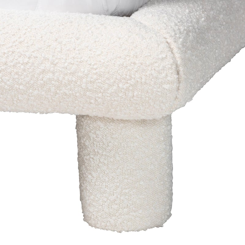 Ralayna Modern Luxe Ivory Boucle Fabric Queen Size Bed