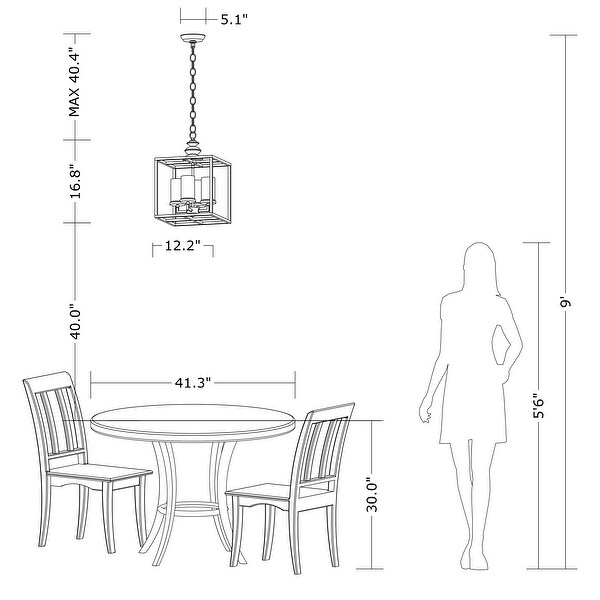 The Gray Barn 4-light Antique Black Lantern Chandelier - 58.3 inches high x 12.2 inches square