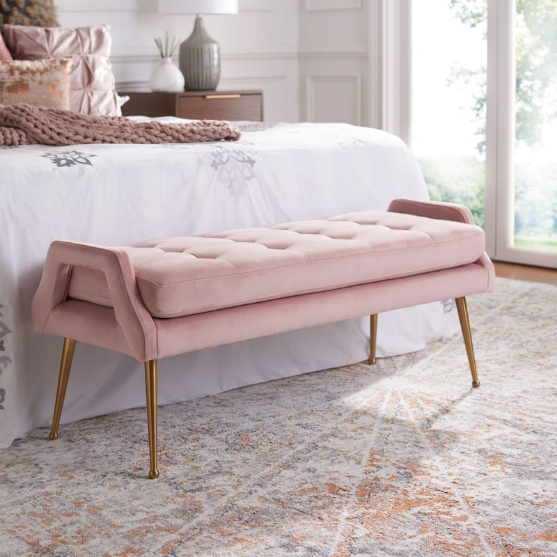SAFAVIEH Stelija Bench - 48" W x 18" D x 20" H - 48Wx18Dx20H - Pink/Gold