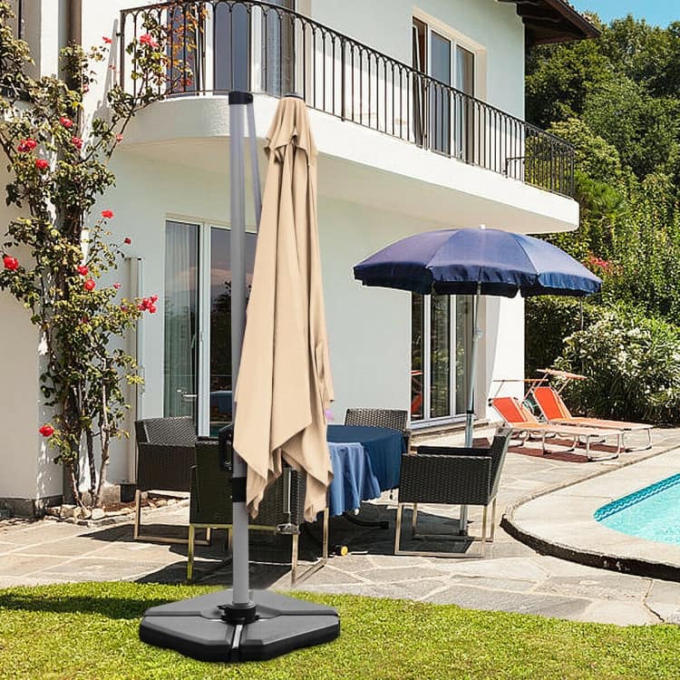4 Pcs 195 lbs Patio Cantilever Offset Umbrella Base Weight Sand (Only Base) - 33" x 33" x 3.5"(L x W x H)