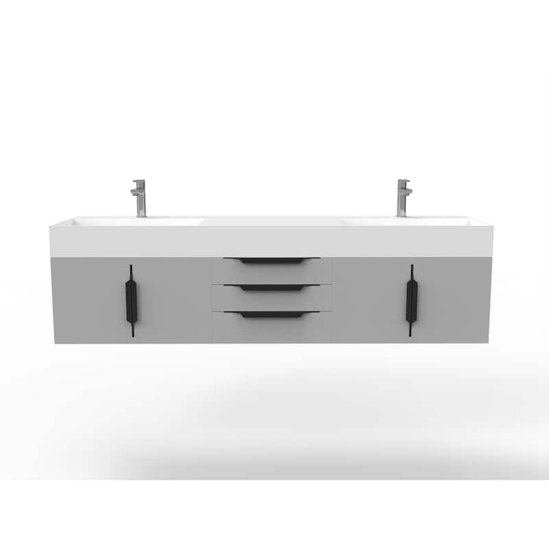 Amazon 72" Wall Mounted Bathroom Vanity Set w/ White Top