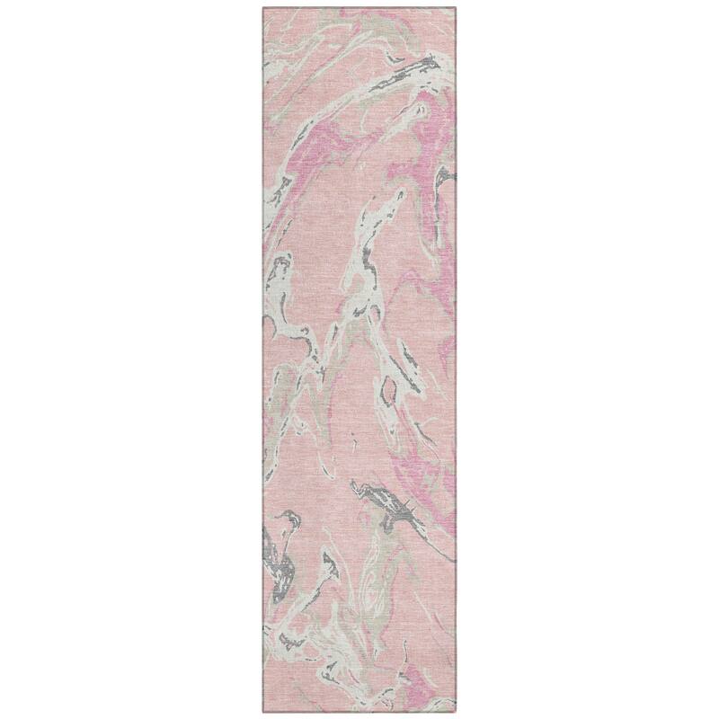 Machine Washable Indoor/ Outdoor Modern Wave Chantille Rug