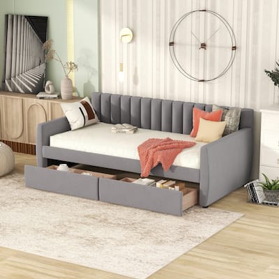 Twin Size Upholstered Daybed with Drawers