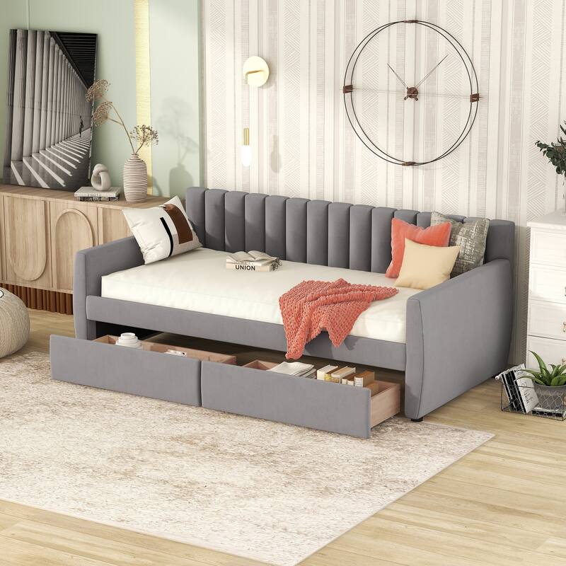 Twin Size Upholstered daybed with Drawers