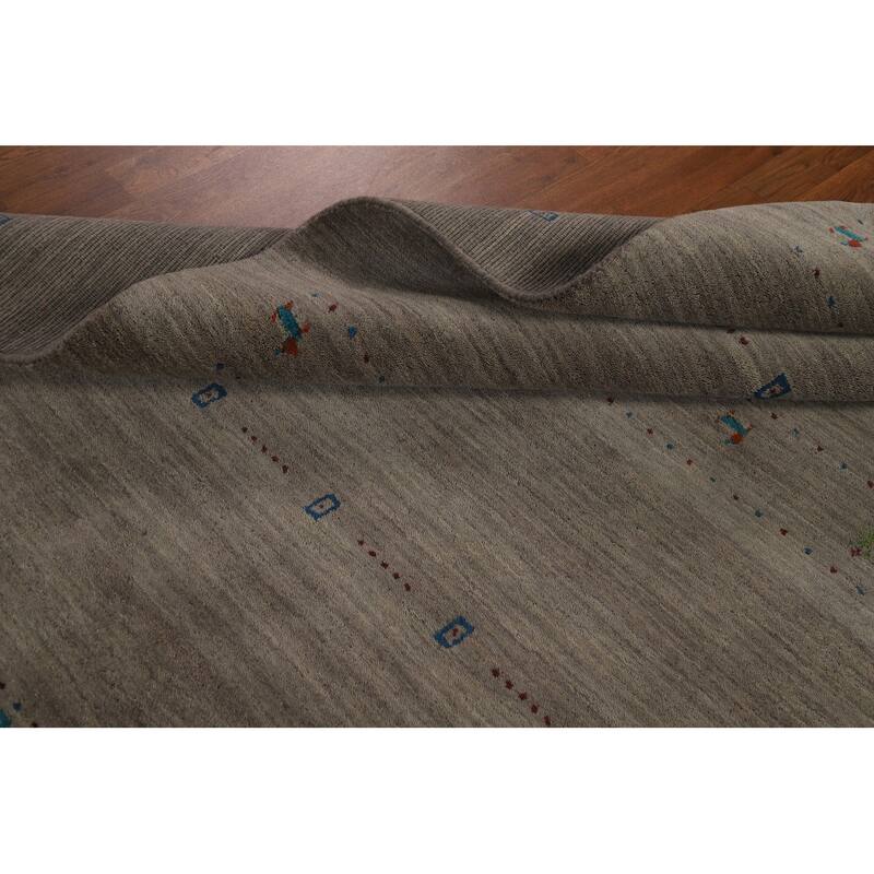 Gabbeh Modern Area Rug Handmade Grey Tribal Wool Carpet - 5'3" x 7'6"
