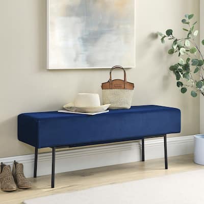 Contemporary Style Bedroom Velvet Upholstered Bench