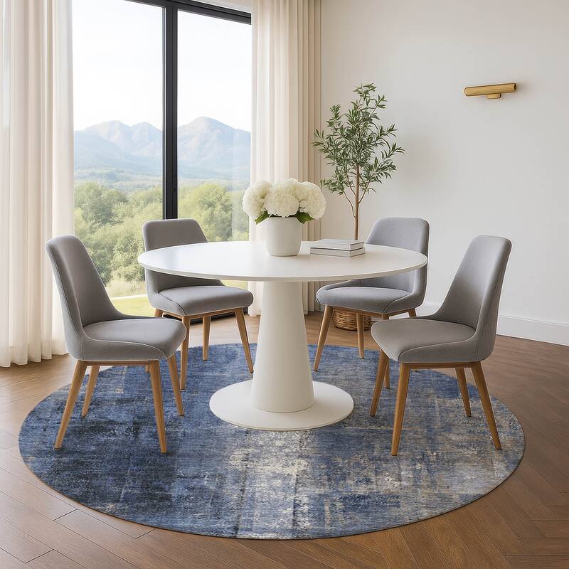 Premium Washable Super Soft Ombre Solid Mayfield Rug - Navy - 8' x 8'