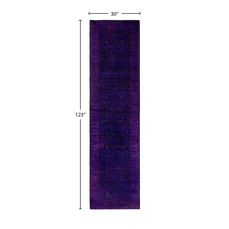 Overdyed One-of-a-Kind Hand-Knotted Runner Rug - Purple - 2' 6" x 10' 3"