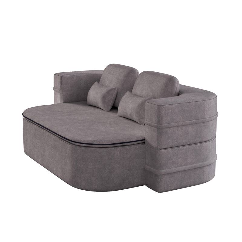 GDFStudio - Willoughby Chenille Foldable Sleeper Sofa Bed with Multi Functional Blanket