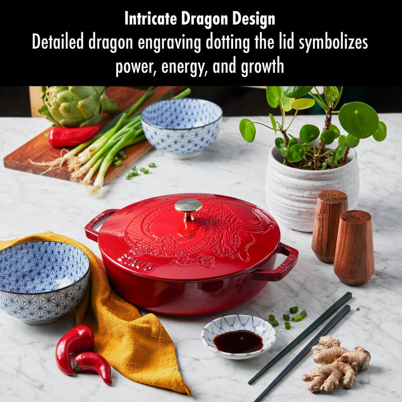 Staub Cast Iron 2.5-qt Braiser with Dragon Lid