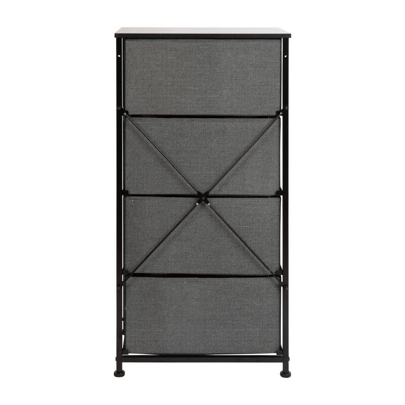 4 Drawer Vertical Storage Dresser with Wood Top & Fabric Pull Drawers