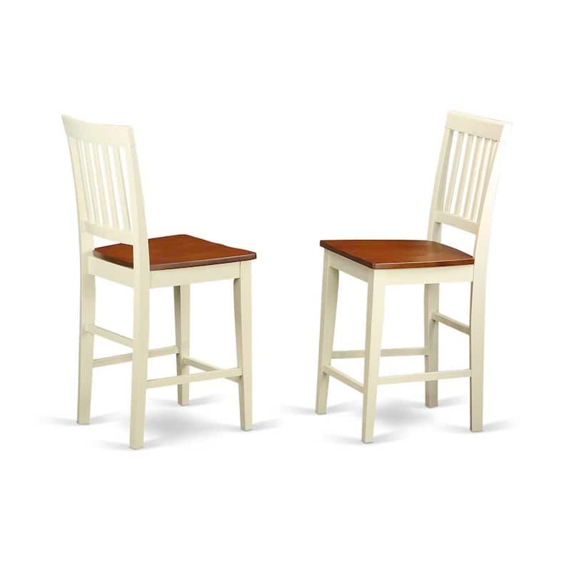 HomeStock 3-Pc Buttermilk and Cherry Solid Wood Top - Dining Room Set - Seats 4
