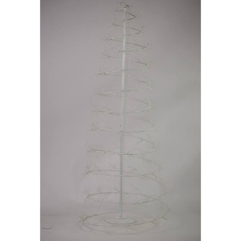 6.5' White Revolve Spiral Artificial Tree, LED Warm White Lights