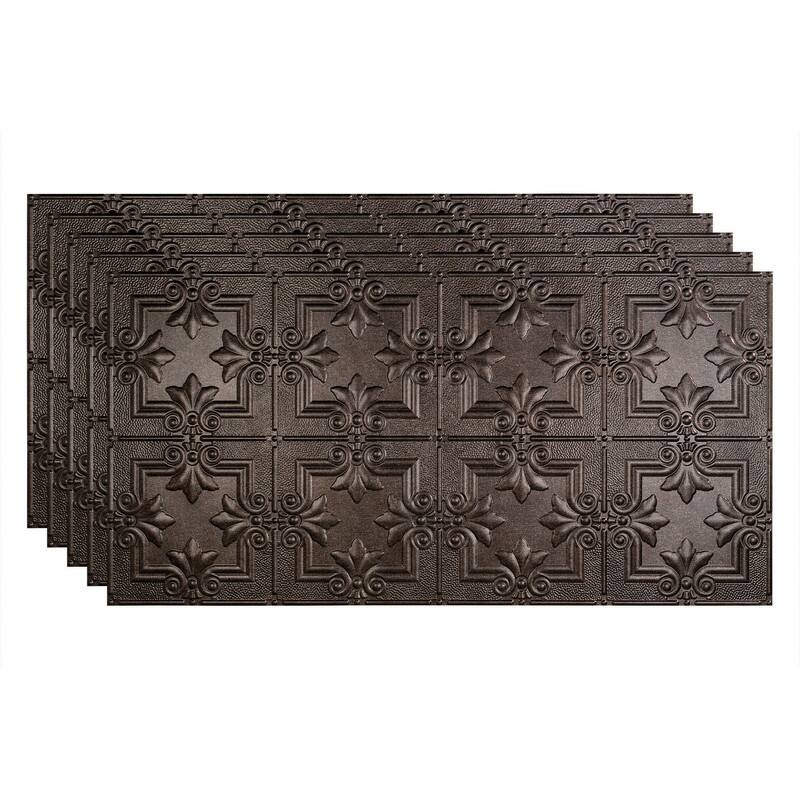 FASÄDE Regalia Decorative Vinyl 2ft x 4ft Glue Up Ceiling Panel in Smoked Pewter (5 Pack) - 5 Pack - Smoked Pewter