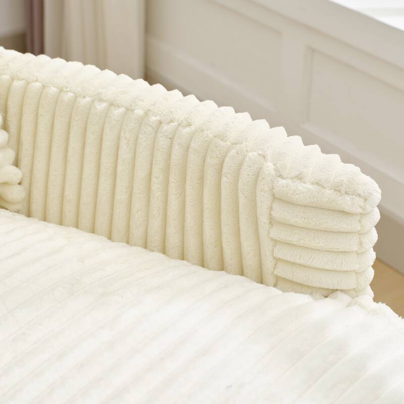 Oversized Fan-shaped Corduroy Couch, 2-piece Sectional Sofa with 4 & 8 Throw Pillows