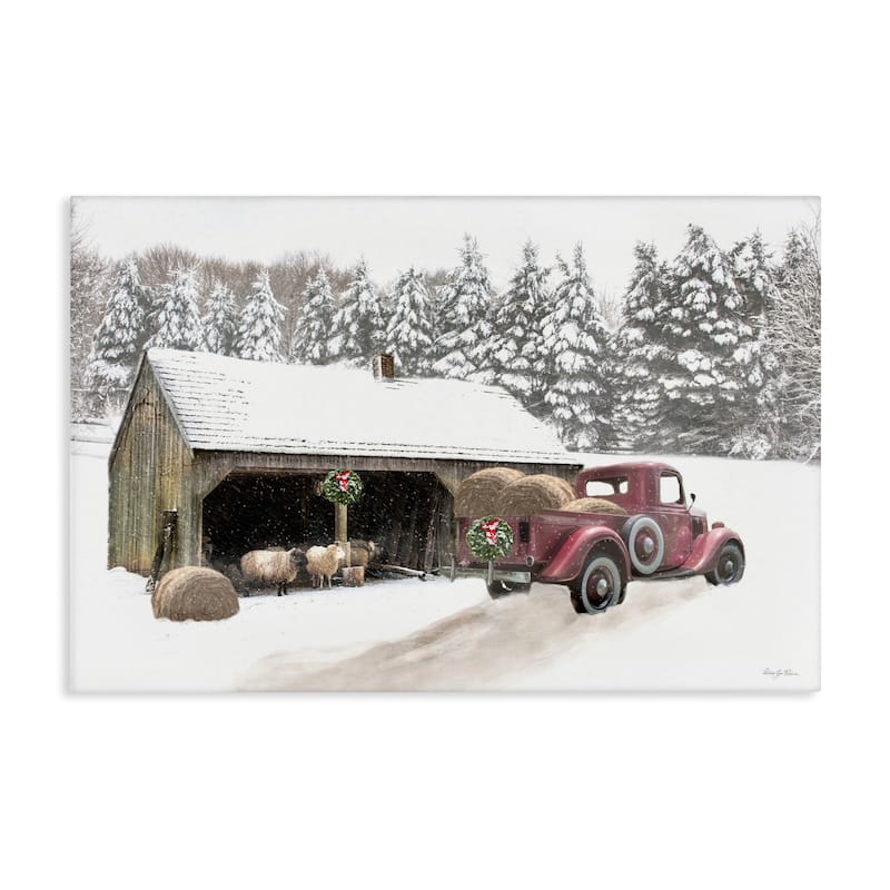 Stupell Snowy Winter Farm Sheep Canvas Wall Art Design By Robin-Lee Viera - 30 x 20