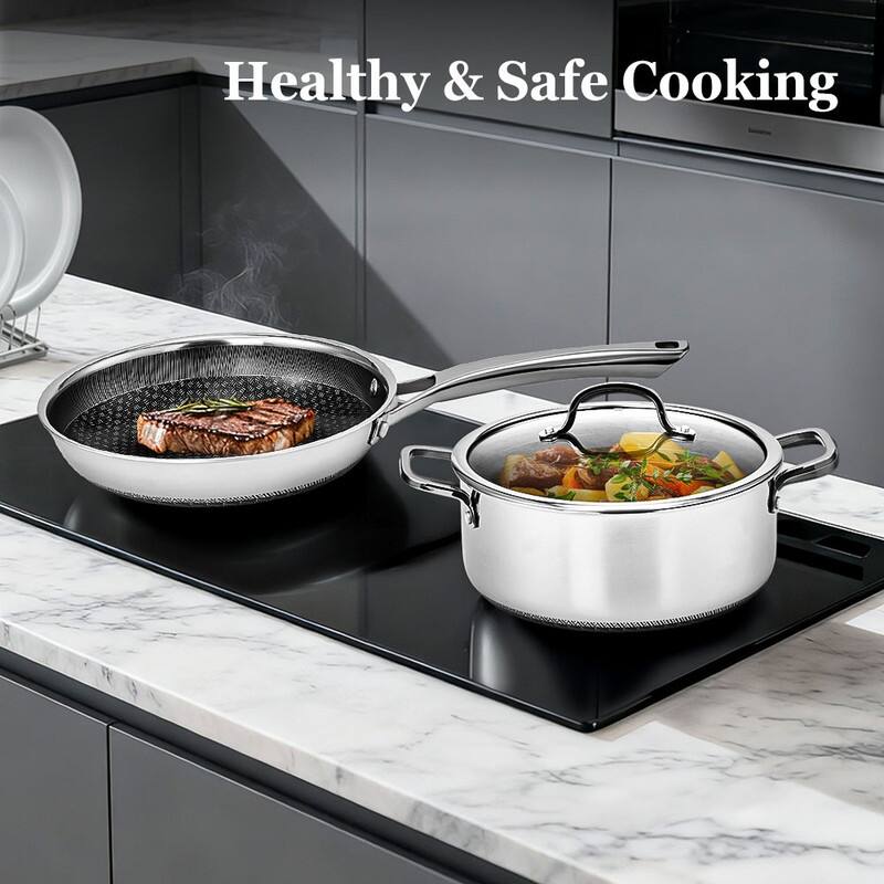 Non-Stick Cookware Set Stainless Steel Pots And Pans Set With Lids