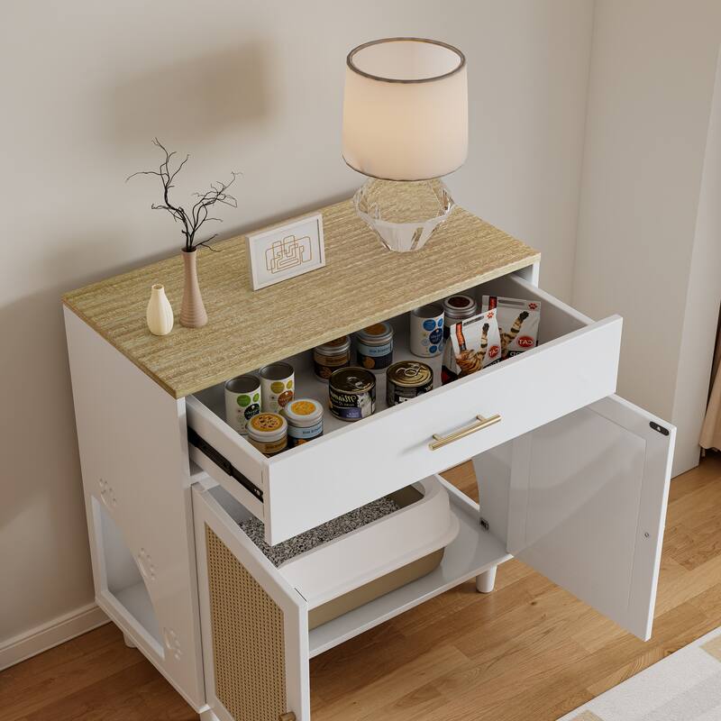 White Storage Cabinet Wooden Pet House Sideboard Cabinet