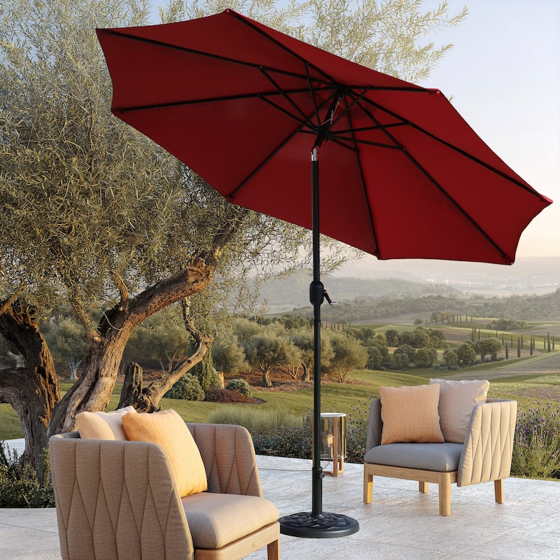 Davee Furniture 9 Ft Red Patio Umbrella with Base Included