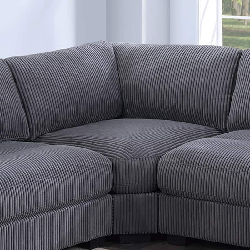 Gray Wide-Welt Corduroy Upholstered Modular Piece