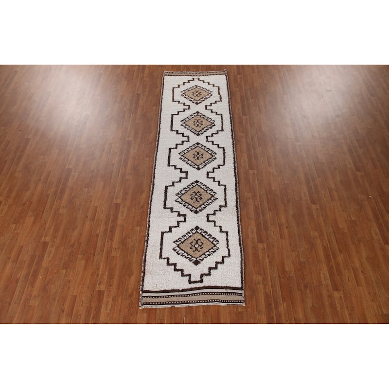 Natural Dye Tribal Anatolian Runner Rug Handmade Wool Carpet - 3'5"x 12'2"