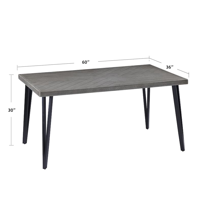 Reclaimed 60" Length Wood Texture and Iron Dining Table - N/A