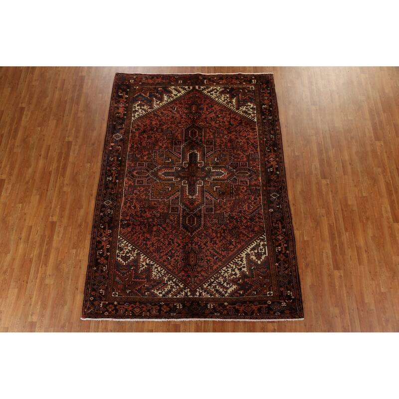 Vintage Traditional Geometric Heriz Persian Wool Area Rug Hand-knotted - 6'9" x 9'9"