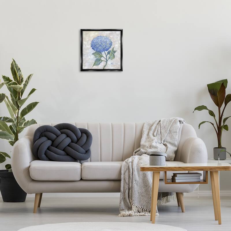 Stupell Traditional Blue Hydrangea Bloom Framed Floater Canvas Wall Art Design By Paul Brent