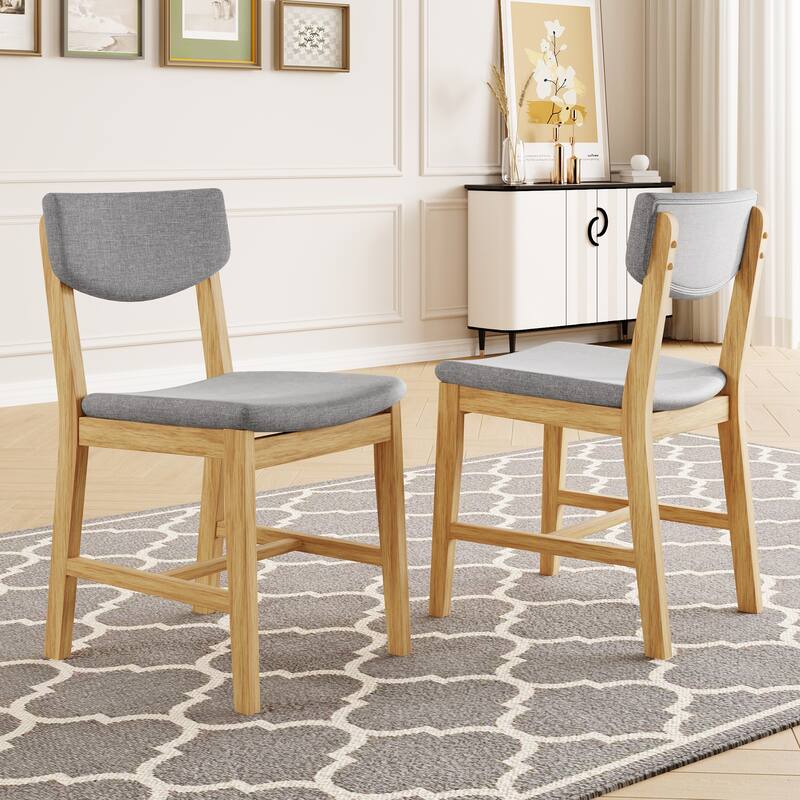 Roomfitters Rustic Farmhouse Dining Chairs Set of 4, Solid Wood Frame Upholstered Side Chairs for Kitchen & Dining Room