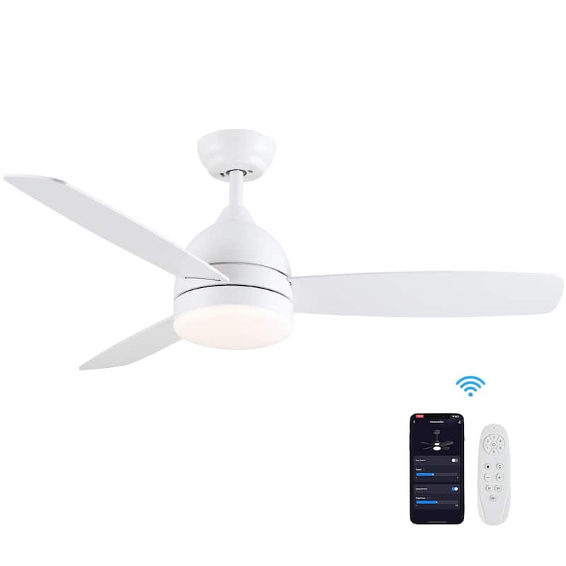 48" 6 Speed Integrated LED Ceiling Fan with Remote Contorl,Wood Blades