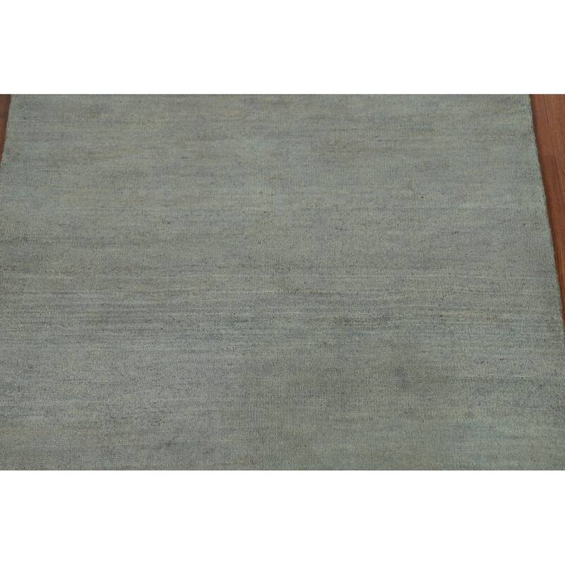 Blue Modern Gabbeh Oriental Foyer Rug Hand-Knotted Wool Carpet - 3'4"x 4'10"