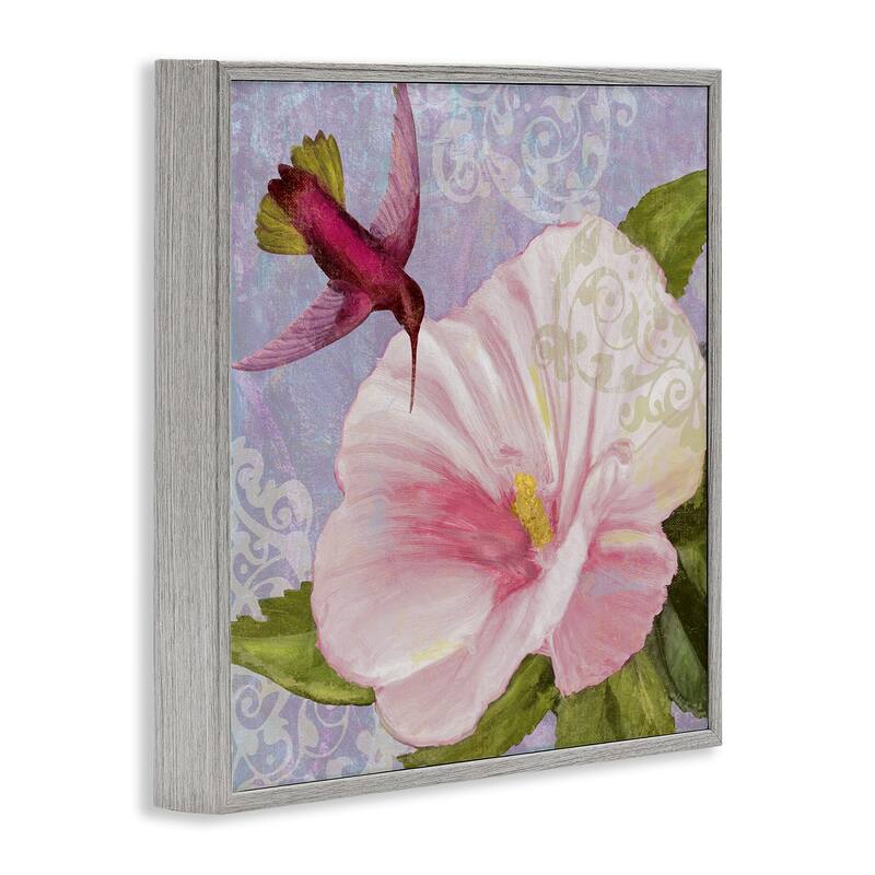 Stupell Hummingbird with White Flower Framed Giclee Art Design By Sasha