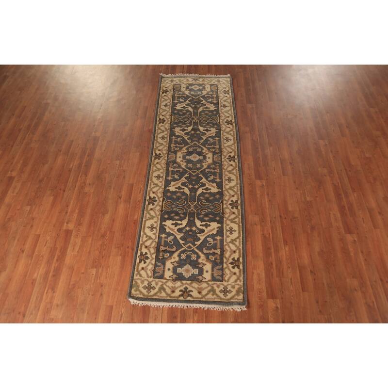 All-Over Oushak Indian Runner Rug Handmade Wool Carpet - 2'9" x 8'3"