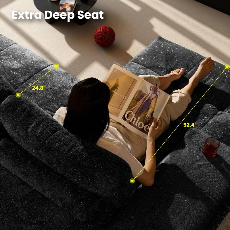 OVIOS Starry Sky Fabric Chaise Lounge Sofa-Grey