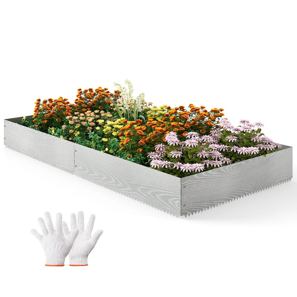 Gymax 6-Pack 20 FT Galvanized Metal Landscape Edging Heavy-Duty Metal
