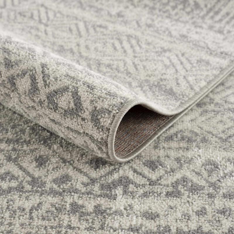 Hauteloom Askeaton Hallway, Kitchen Machine Washable Runner Rug - Teal, Blue, Gray - 2'7" x 7'3"