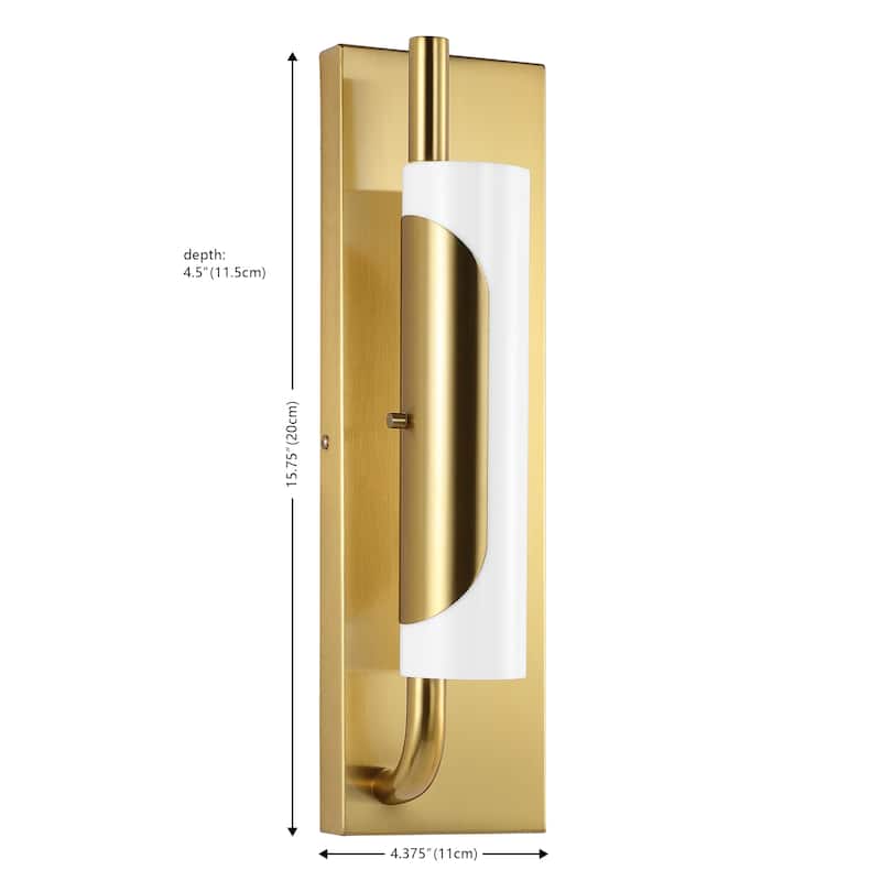 SAFAVIEH Lighting Igballe 16" Modern & Contemporary Wall Sconce - 5" W x 4" D x 16" H - Brass Gold - 16Wx5Dx4H